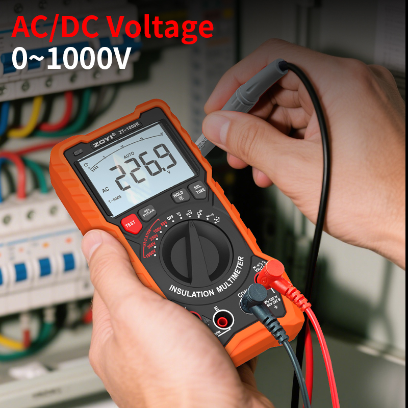 اندازهگیری ولتاژ AC و DC با مولتیمتر ZOYI ZT-1000R